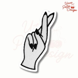 Fingers Crossed Good Luck Embroidered Patch - Hope Hand Gesture Morale Badge - Iron On, Sew On, Loop and Hook Backing for Gear