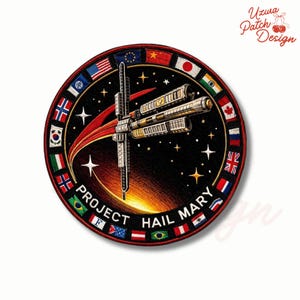 Project Hail Mary International Multi-Flag Space Mission Patch - Sci-Fi Morale Badge - Iron On, Sew On, Loop and Hook for Tactical Gear