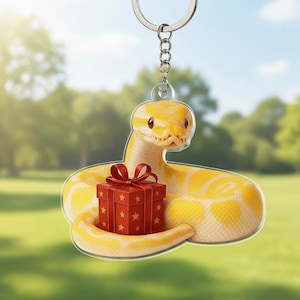 Personalized Ball Python Keychain 2025, Custom Name Snake Acrylic Keyring, Reptile Lover Exotic Pet Gift