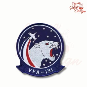 VFA-131 Wildcats Navy Strike Fighter Squadron Embroidered Patch - Iron On, Sew On, Loop and Hook Backing for Tactical Gear