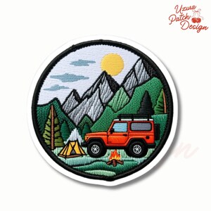 Mountain Camping Embroidered Patch, Off Road SUV 4x4 Iron On Badge, Adventure Nature Landscape for Hats Jackets Backpack
