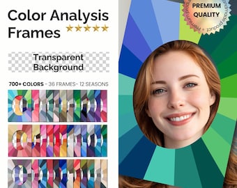 DIY Color Analysis Face Frames. Virtual Season Palette Transparent. Digital KIT