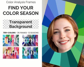 DIY Color Analysis Face Frames. Virtual Season Palette Transparent. Digital KIT