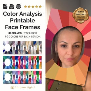 Marcos faciales DIY con análisis de color de temporada: Herramienta de paleta personalizada (PDF y PNG). Impresión profesional.