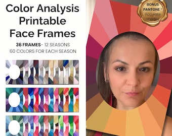 DIY Seasonal Color Analysis Face Frames: Personal Palette Tool (PDF & PNG). Professional Printing