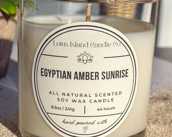 Alba di ambra egiziana / Candela di soia all'ambra e sandalo / Candela naturale versata a mano / Caldo profumo terroso