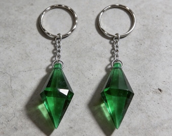 Collar de cristal Plumbob, colgante de diamante inspirado en Los Sims, llavero de cristal de resina, joyería de estética gamer, regalo de cristal colorido
