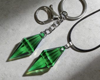 Collar de cristal Plumbob, colgante de diamante inspirado en Los Sims, llavero de cristal de resina, joyería de estética gamer, regalo de cristal colorido
