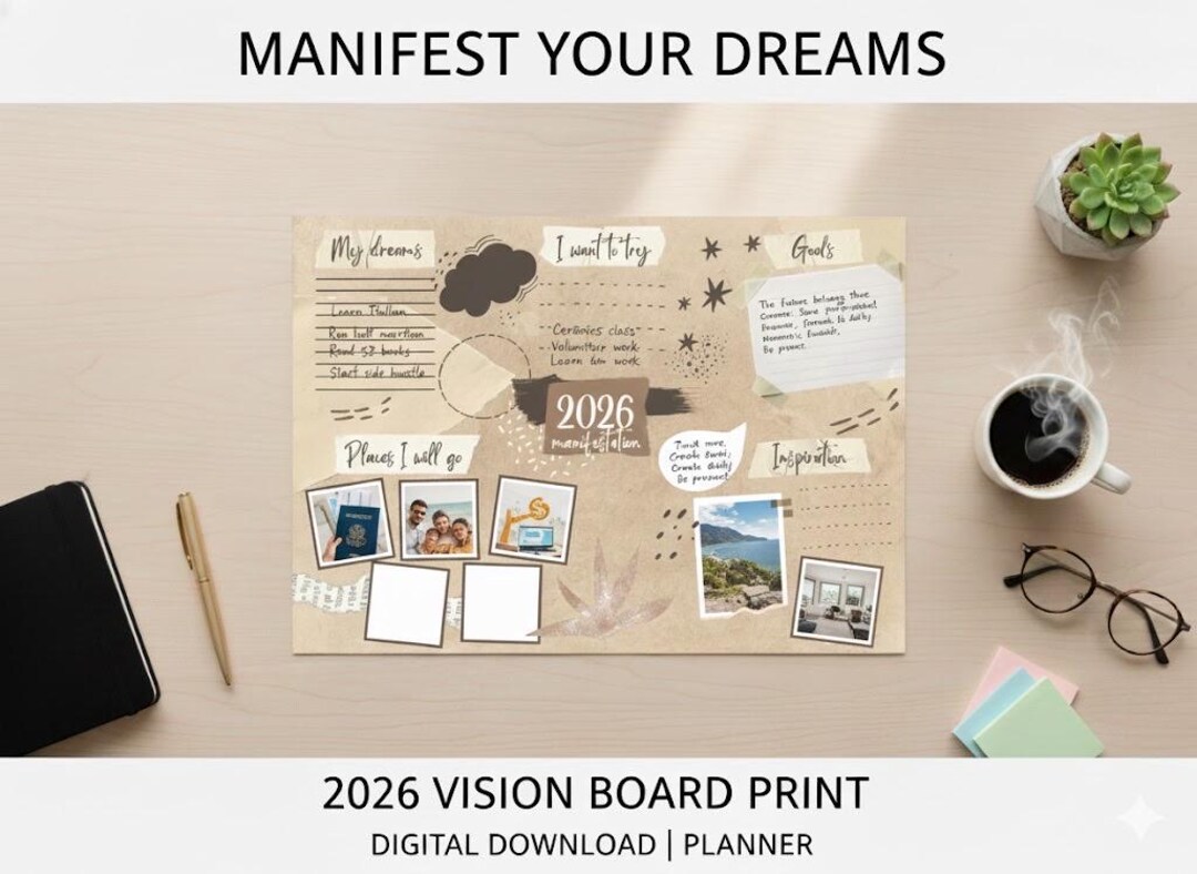 2026 Vision Board Kit | A2 & A3 Goal Planner (digital Download) - Etsy