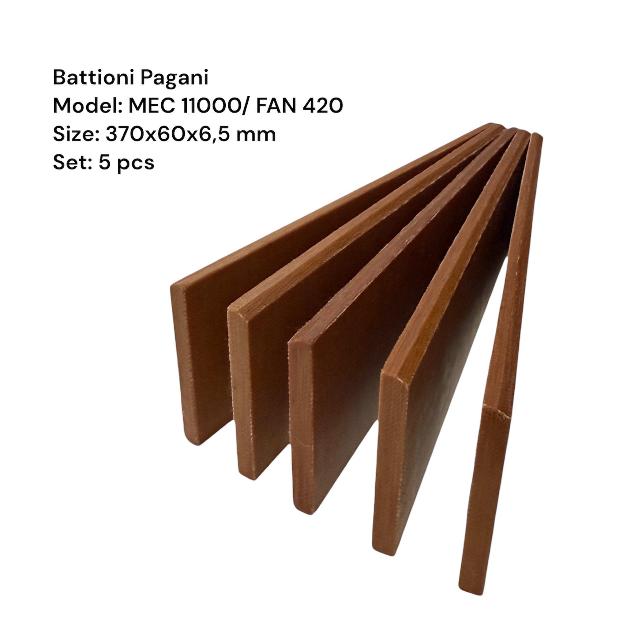 5 pcs, palettes de pompe Ă vide 370x60x6,5 mm Battioni MEC 11000, palettes de pompes Ă vide, plaque Ă vide, palettes de pompe Ă vide Battioni FAN 420