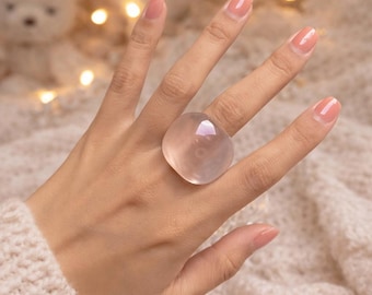 Transparent Resin Ring, Geometric Minimal Statement Colored Ring