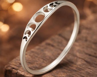 Stainless Steel Ring, Moon Phase Ring, Celestial Ring, Lunar Ring