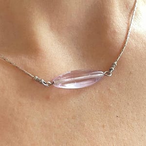 Natural amethyst with translucent light on  fine sterling silver chain and hook closure - handmade