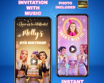 Invito di compleanno k pop cacciatori di demoni, invito digitale k pop, invito di compleanno hunterx, invito k pop cacciatori di demoni, compleanno k pop