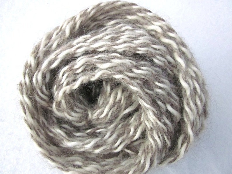 Pure White Mohair and Natural Gray Wool Homespun Yarn