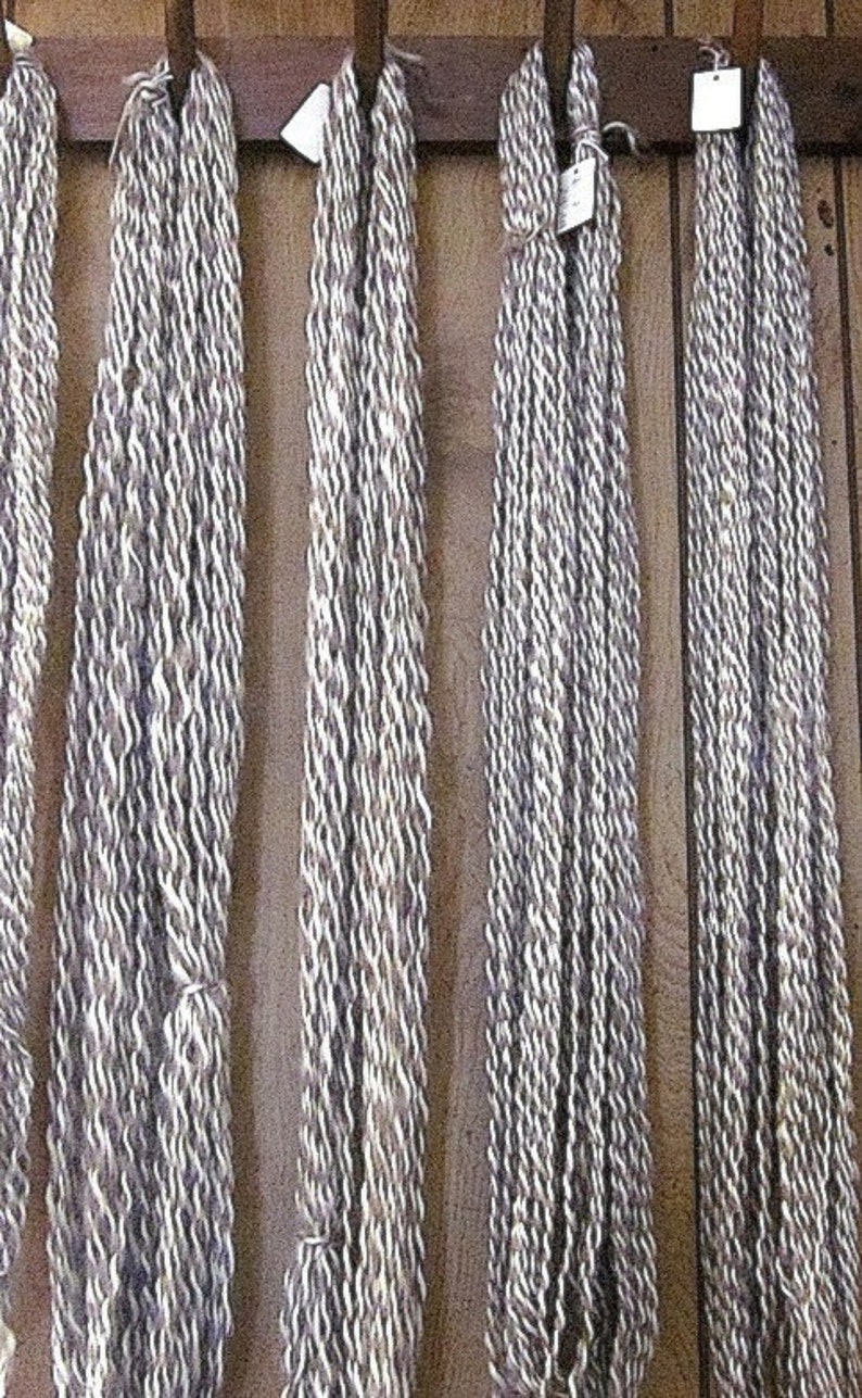 Pure White Mohair and Natural Gray Wool Homespun Yarn