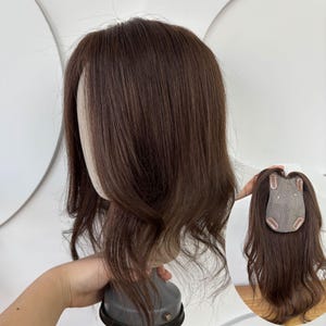 Full Silk Base Human Hair Topper 9x14cm  Soft Loose Beach Wave Natural Forehead Hairline