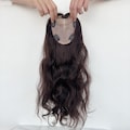 4.7"x5" Full Silk Base Human Hair Topper, Body Wave, Brown & Black,Free part product logo