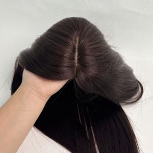 Postizo de cabello humano Remy con base de seda completa de 12 x 13 cm, raíces 3D, raya libre con 5 clips, 2 colores