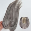 Ultra-Thin Lace Salt and Pepper Human Hair Topper 8x11cm Invisible Fringe 3 Clips product logo