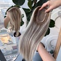 3×5 Mono Base PU Edge Virgin Human Hair Topper, Platinum Ash Balayage Highlight product logo