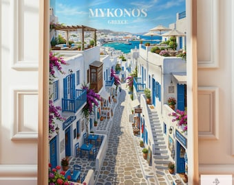 Mykonos Greece Travel Print: Europe Gifts For Traveller