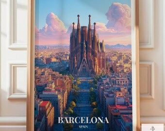 Barcelona Resekonst Poster | Spanien Väggtryck Gåva