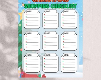 Editable Christmas Shopping Checklist ( Digital Downloadable Product )