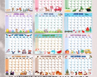 Editable and Printable 2026 Yearly Calendar ( Digital Downloadable Product)