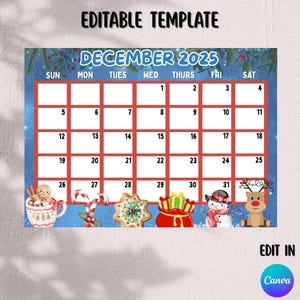 Redigerbar mall för julkalender 2025 (digital nedladdningsbar produkt)