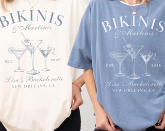 Bikinis and Martinis Bachelorette Shirt, Martini Bachelorette Party Tee for Bridal Weekend