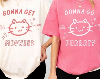 Personalized Getting Meowied Bachelorette Shirt, Cat Bachelorette Party Tee, Funny Bridal Squad Top