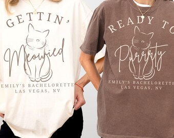 Personalized Getting Meowied Bachelorette Shirt, Cat Bachelorette Party Tee, Funny Bridal Squad Top