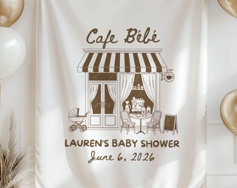 Cafe Bèbè Coffee Baby Shower Tapestry, Baby Is Brewing Backdrop, Paris Theme, Baby Shower Decor, Espresso Shower Banner