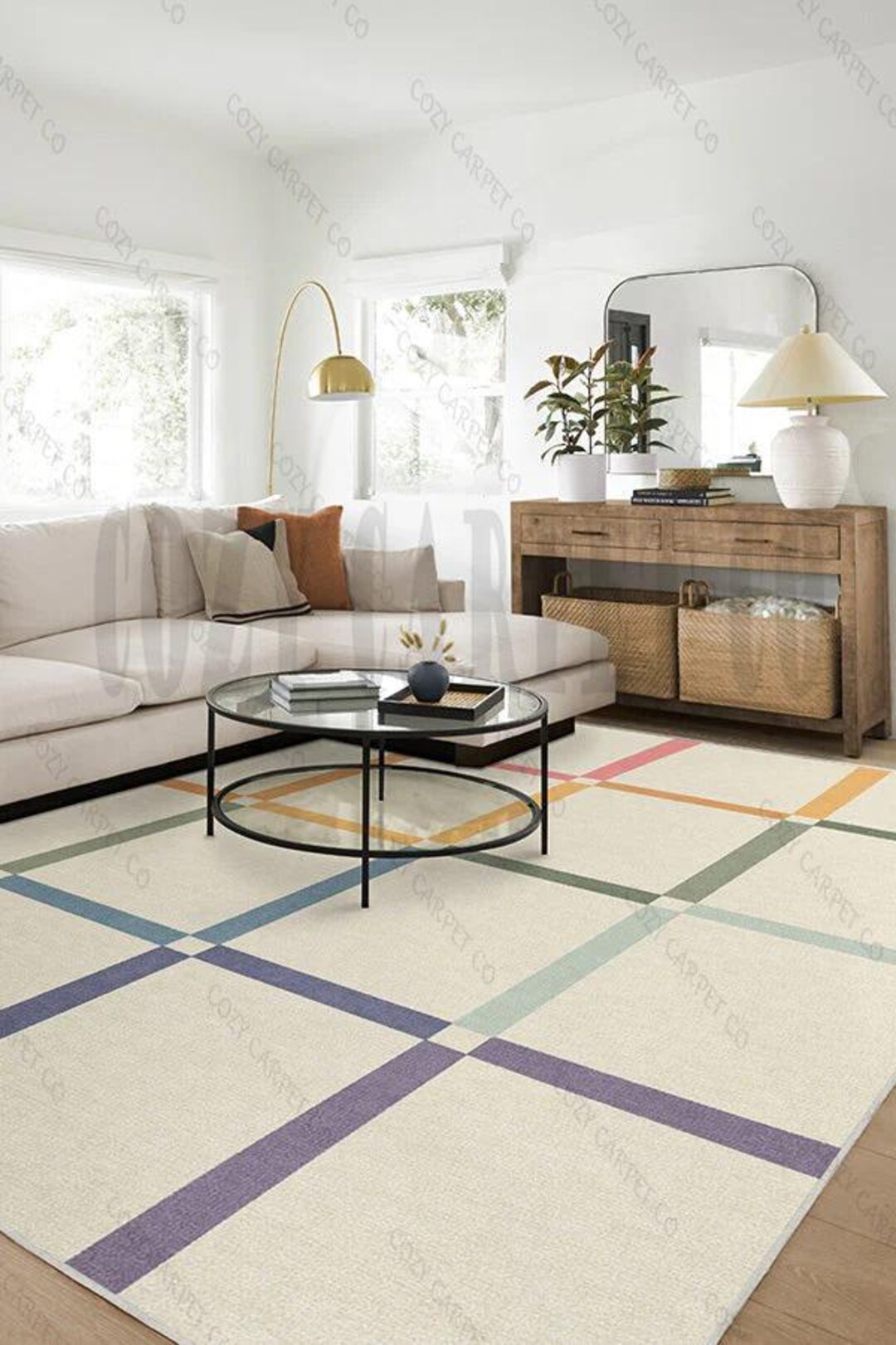 Simple Design Area Rugs Hand Tufted Wool Area Rug: Modern Checkered Design - Etsy