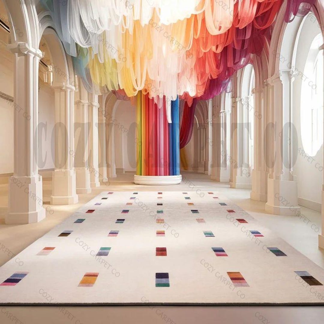 Hand Tufted: Modern Multi Color Cubes Rug | Minimalist Framed Design ...