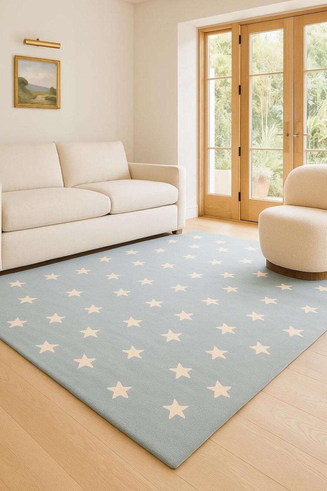 Star Area Rug Lt-blue Wool Star Area Rug | Modern Nursery Carpet - Etsy