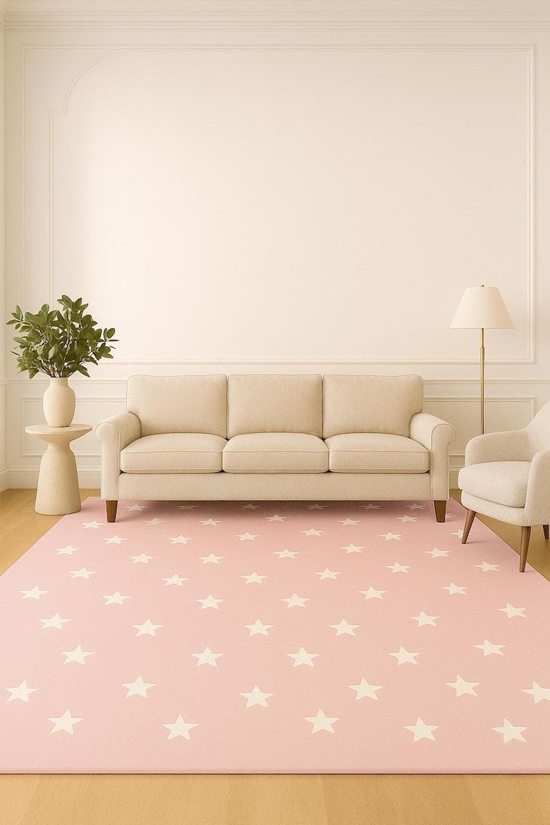 Star Area Rug Lt-blue Wool Star Area Rug | Modern Nursery Carpet - Etsy