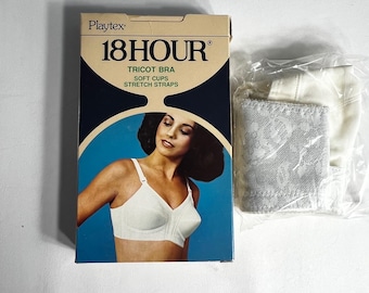 Playtex 18 Hour Tricot bullet Bra White Vintage 34B Soft Cup Stretch Strap