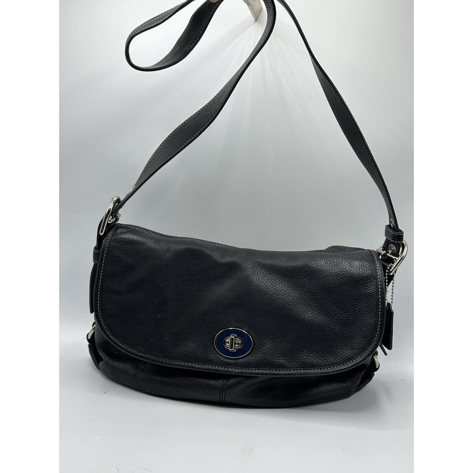 Coach Vintage Y2K Legacy Turn Lock Shoulder Bag Black Leather Used