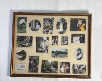 Vintage 80er Jahre Holz Collage Bilderrahmen 16 Öffnungen 21 "x 17" Magee Co. Neu Versiegelt