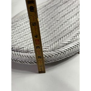 Donald J Pliner White Woven Leather Hobo Shoulder Bag Silver Chain Zip Top image 6