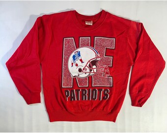 Bluza męska Vintage Team Rated New England Patriots w kolorze czerwonym, rozmiar M, NFL, lata 90., USA