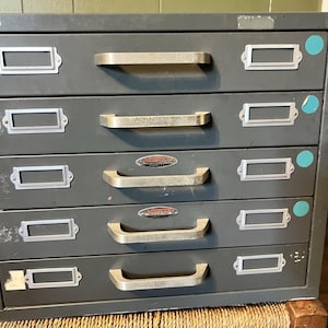 VINTAGE NEUMADE 5-Drawer STACKABLE Photography Metal File Cabinet 15" x 12"x 13"