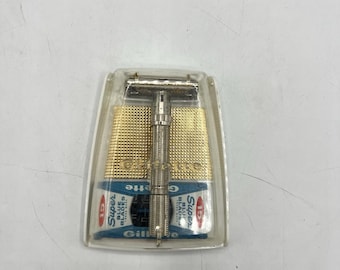 Vintage 1963 Gillette Slim Adjustable 1-9 DE Safety Razor I2 Original Box /razor