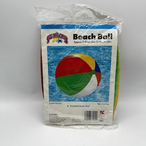 FÖRSEGLAD Vintage 20" Uppblåsbar Vinyl Strandboll 2003 Poolleksak NOS Pack