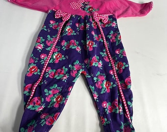 Mono burbuja vintage con estampado floral, morado y rosa, talla 18 meses, Hush Puppies