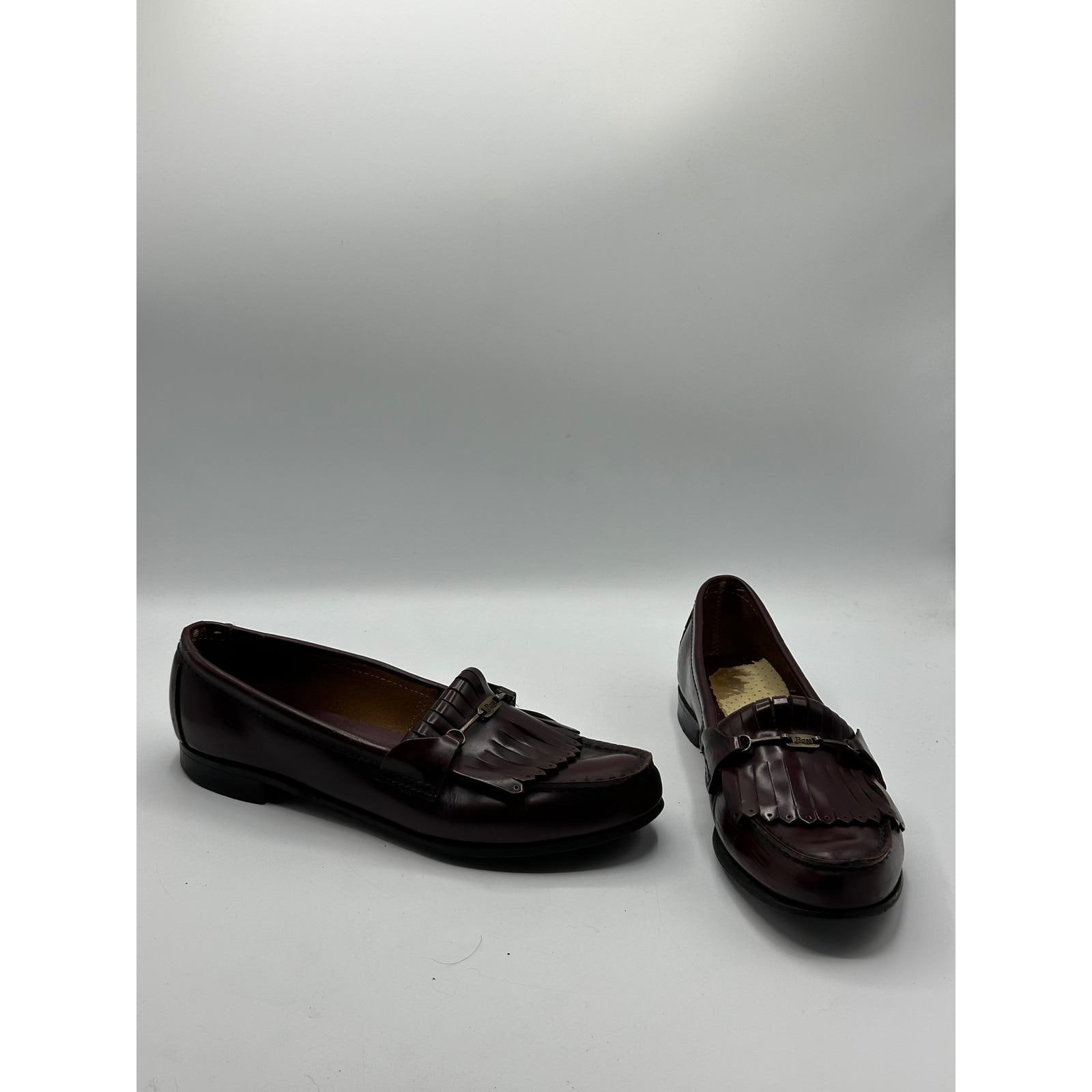 GH Bass Mens Burgundy Leather Kiltie Tassel Loafers Shoes 