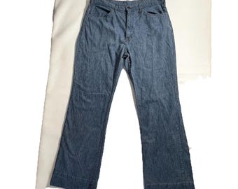 70's Vintage GAUCHOS USA Jeans  34 X 30" Blue Straight 5 Pocket Design Belt Loop