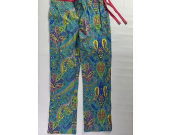Ralph Lauren Women's Paisley Print Cotton Spandex Pajama Pants Size 12